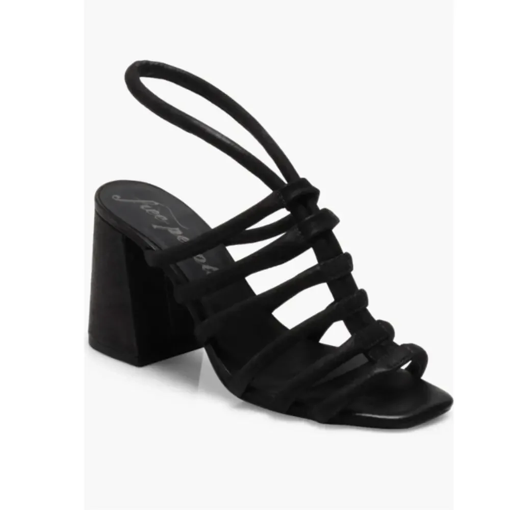 Free People Black Strappy Block Heel Sandals - Picture 2 of 14